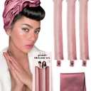 Grande Heatless Curls Overnight Rods No Heat Hair Curlers to Sleep in, Jumbo Foam Large Hair Rollers for Long Hair Blowout Look, Heatless Flexible Curling Rod Set with Satin Wrap for Sleeping