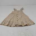 Girls Ruffle Trim Dress Kids Casual Elastic Crew Neck Solid Color A-line Swing High Waist Midi Dress 120