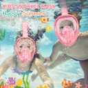 Kids Snorkel Mask Full Face, Snorkeling Gear for Kids with Camera Mount, 180 Degree Panoramic View Snorkeling Set Anti-Fog Anti-Leak