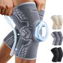 CAMBIVO 2 Pack Knee Brace for Men and Women, Knee Sleeves for Men with Patella Gel Pad and Side Stabilizers, Knee Compression Sleeves for Knee Pain Relief, Running, Workout, Daily Use (Large, Gray)