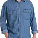Mens Button Up Shirts Long Sleeve Button Down Shirts with Two Pockets Work Shirts for Men (Blue,XL)
