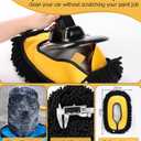 anngrowy 56.7" Car Wash Brush Mop Kit Mitt Sponge with Long Handle Car Cleaning Supplies Kit Tools Car Washing Duster Exterior Scratch Free, Chenille Replacement Head Extension Pole (Black)