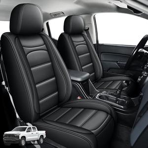 IKABEVEM Seat Covers Fit for Chevy Chevrolet Colorado : 2023-2025 2026 Crew Cab Extends Cab Z71 LT ZR2 Work Truck Front Pickup Faux Leather Car Seat Covers (2PCS Front,Blackline)