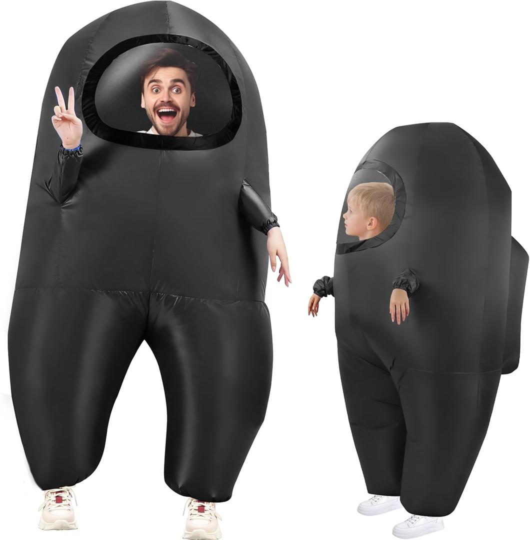 astronaut costume inflatable costume Funny Halloween Spacesuit Party School Masquerade Game Fans (Adults (155-195cm), Black)