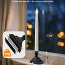 SURAIELEC Christmas Battery Operated Window Candle wiith 6H Timer, 10.5'' Taper Window Candle, Clear Flameless LED Candles, 1.7 Narrow Base, Matte Black, 4-Pack (Rechargeable Battery Not Compatible)