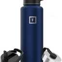 IRON °FLASK Camping & Hiking Hydration Flask with 3 Lids - Stainless Steel, Double Walled & Vacuum Insulated Water Bottle - Leak Proof & BPA Free (Twilight Blue, Straw - 40 oz)