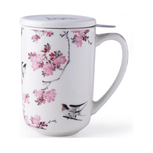 AmorArc Porcelain Tea Mug with Infuser and Lids, 18 Oz Coffee Cup Strainer with Bag Holder for Loose Leaf Tea, Steeping Coffee Mug for House-Warming Wedding Birthday Gift