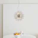 Sputnik Dining Room Chandelier, Modern Dandelion Hanging Lamp, Crystal Beaded Lighting, Round 9-Light Pendant Light Fixtures for Kitchen Island Bedroom Living Room Entryway (Chrome, D19.6inch)