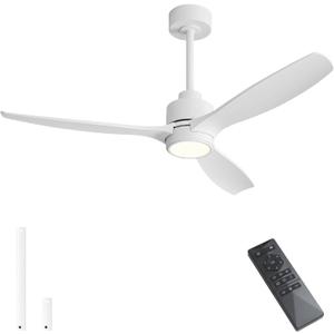 WINGBO 48" Wet Rated Ceiling Fans with Lights, Outdoor/Indoor, White