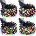 4 Pack 180FT Solar Christmas Lights Outdoor Waterproof, Super Bright 320 LED Solar String Lights with 8 Lighting Modes, Green Wire Solar Twinkle Tree Lights for Outside Xmas Party Yard(Multi-Colored)