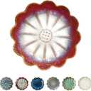 Ceramic Spoon Rest for Stove Top, Flower Cute Spoon Rest for Kitchen Counter, Cooking Spoon Holder for Kitchen Counter, Utensil Rest Spatula Rest Ladle Holder Tong Rest, 1 PC (Retro, Burgundy Red)