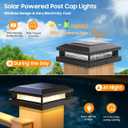 Solar Post Cap Lights 12 Pack, Upgraded Outdoor Fence Post Lights for 4x4 4.5x4.5 5x5 Vinyl/Wood Posts, Black Deck Posts Cap Light Solar Powered with Warm White/Cool White for Garden Patio Porch