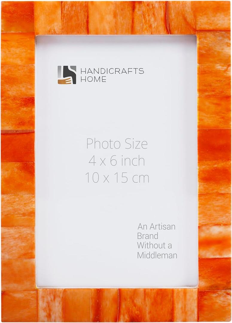 Handicrafts Home 4 by 6 Orange Picture FrameHandmade Rustic Photo Frame for Neutral Living Room Wall Art, Desk & Bedroom Picture Frame Perfect for Home Decor, Wedding, Graduation, Or Milestone Photos
