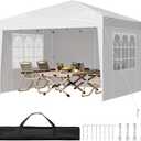 VEVOR Pop Up Canopy, 10 x 10 FT Instant Canopy Portable Gazebo with 3 Sidewalls & 2 Ventilated Windows, Height Adjustable Pop-Up Outdoor Shelter Tent for Events, Patio, Backyard, Party, Parking