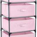Juvale 4Tier Dresser for Bedroom  16.5 x 13 x 33 in, Pink, Modern  Closet Dresser with 4 Fabric Drawers for Clothes & Bedroom Storage