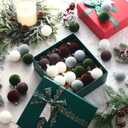 96 Pcs Velvet Christmas Balls Bulk, 1.57" Flocked Christmas Tree Ball Ornaments, Mini Shatterproof Xmas Hanging Ornaments Decoration(Apricot, Light Brown, Dark Green, Dark Brown, White, Gray)