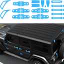 Linskip Full Body Exterior Accessories Fit for 2018-2024 Jeep Wrangler JL 4xe 4 Door, Front Engine Hood-Side Door Hinge-Rear Window-Side Fender-Door Handle Full Set 22Pcs(Baby Blue)