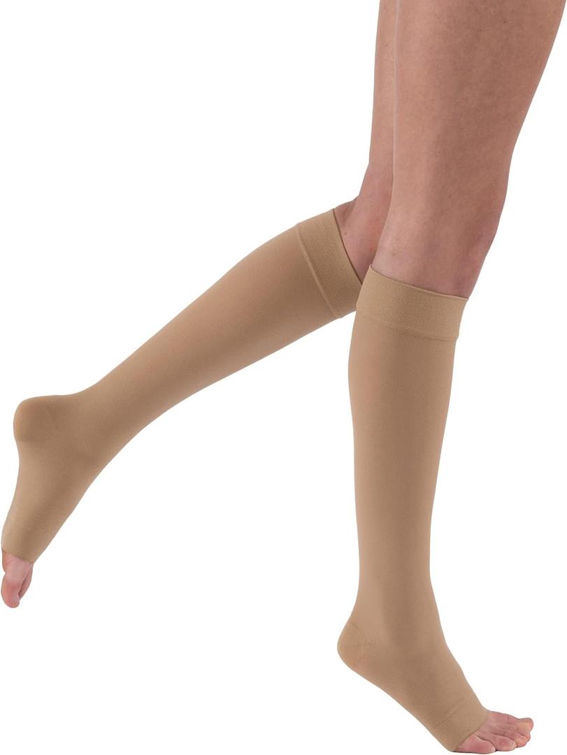 JOBST Relief Knee High Graduated Compression Socks 20-30mmHg - Comfortable Unisex Design - Open Toe, Beige, Medium