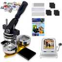 2x2 in Square Photo Fridge Magnet Maker Machine with New Picture Cutter, DIY Custom Badge Maker, Includes 200 Sets of Consumables, 100 Sheets of Photo Paper