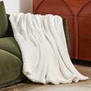 Bedsure GentleSoft Sherpa Fleece Throw Blanket for Couch, Non-Heated, Thick and Warm Throw for Women and Men, Soft Fuzzy Plush Blanket for Spring, Cream, 50x60 Inches