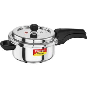Prestige Deluxe Alpha Svachh Stainless Steel Pressure Cooker with Alpha Base and Deep Lid for Spillage Control, (3 Liter)