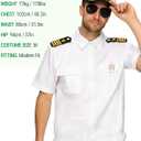 Spooktacular Creations 5 PCs Halloween Captain Costume Men, Sailor Costume Men, Sailor Uniform for Halloween Party Cosplay (White, L)