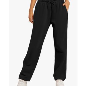 AUTOMET Women's Wide Leg Sweatpants Fleece Lined Baggy Straight Leg Lounge Pants Fall Outfits Athletic Joggers with Pockets XL