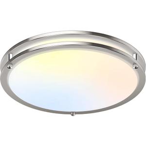 18IN 50W LED Flush Mount Ceiling Light, 5600lm Bright Dimmable LED Ceiling Light Fixture, 2700K-6500K Adjusted, Modern Kitchen Light Fixture Ceiling for Living Room Bedroom, Brushed Nickle, 1-Pack (5CCT-Brushed Nickel)
