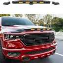 CZmenghe Hood Protector with LED Light Compatible with 2019-2026 Dodge RAM 1500 Hood Deflector Glossy Black Three Section Lightshield Replacement for 2019-2026 Dodge RAM Accessories