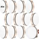12 Pcs Tambourine Drum Bulk for Adults Hand Held Percussion Gift Operation Christmas Bulk Items Wood Metal Jingles Musical Educational Drum Instrument for Church Wedding Party Games(White) (8 Inch)