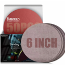 Faoyoon 6 Inch Sanding Mesh | 50 Pack 320 Grit | Micro Mesh Hook and Loop Sanding Discs | Dust Free Net Sandpaper | Wet and Dry Sanding Screen | AntiClog and Last Longer