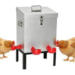 3 Gal Galvanized Steel Poultry Waterer, Automatic Poultry Waterer | Chicken Waterer with 4 Water Cups, Reinforced Base & Secure Latch, Heavy Duty Watering System for Backyard Chickens Ducks