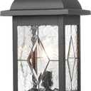 Dusk to Dawn Outdoor Post Lights Black Finish Lamp Posts Outdoor Lighting with Water Ripple Hand‑soldered Glass 21 Inch Height Large Pole Lights Outdoor for Walkway Porches or Garden, 21.2 Inch