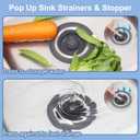 2 x Semour Upgraded 3 in 1 Kitchen Sink Drain Strainer Stopper 304 Stainless Steel Pop Up Kitchen Sink Stopper Anti-Clogging Kitchen Sink Strainer Basket Filter for US Standard 3-1/2 Inch Drain