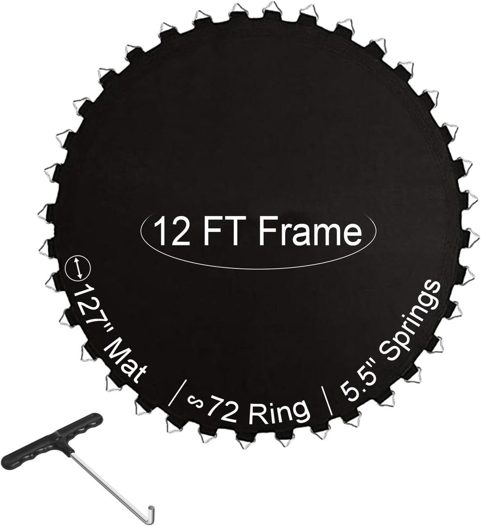 Ketofa 12FT Trampoline Mat Replacement, Fits 5.5" Springs 72 80 V-Hooks Round Trampoline Frame,Premium Trampoline Jumping Mat (Excluding Frame and Spring)