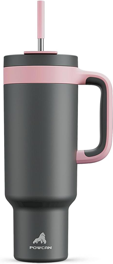 50 oz Tumbler with Handle, 2-in-1 Straw and Sip Lid, Leakproof, Dishwasher Safe, Insulated Stainless Steel Travel Coffee Mug, Keeps Cold for 34 Hours, Fits in Car Cup Holder (Rebellion)