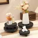 Geetery 4 Pcs Wooden Risers for Display Wood Pedestal Stand Mini Tray Stand Round Wooden Pedestal Holder Rustic Riser for Decor Tiered Tray Decor Home Kitchen, 5/6/7/8 Inch(Black)
