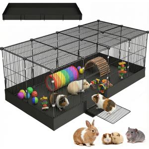 20 Planes Guinea Pig Cages Enclosed Hamster Cage with Door & Waterproof Liner, Expandable Cage for Guinea Pigs, Metal Wire Yard Fence Rabbit Cage