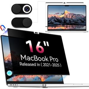 Magnetic Privacy Screen Compatible with MacBook Pro 16 Inch (2021-2025, M1, M2, M3, M4), 16inch Removable Matte Anti Blue Light Glare Private Filter Protector for Mac Pro 16.2" Laptop