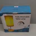 HiBay 2-Pack 17.75" Dimmable Bedside Table Lamps with 2 USB Charging Ports & AC Outlet, Modern White Nightstand Lights with Round Fabric Shade for Bedroom Living Room Office, Bulb Included