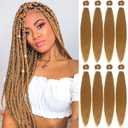 Honey Blonde Braiding Hair, 26 Inch 8 Pack Pre Stretched Braiding Hair For Women Hair, Prestretched Braiding Hair For Knotless Braid, Soft Yaki Synthetic Hair For Crochet Braids(26in,8bundle,27#)