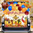 Religious Halloween Trunk or Treat Car Decorations Kit, Fall Church Trunk or Treat Car Decoration with Jesus Backdrop Turkey for Autumn SUV Archway Garage Halloween Party Decorations Outdoor