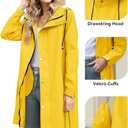 Zando Long Packable Rain Jacket Women Waterproof - Raincoat for Women Rain Coat with Hood Lightweight Outdoor Windbreaker (Yellow)