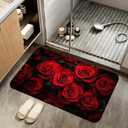Non Slip Bath Mat,Red Roses Bathroom Decor,Floral Diatomaceous Bath Mat Quick Dry Absorbent Bathroom Rugs-Shower Rug for Kitchen Laundry Bathtub Shower 17"x29.5"