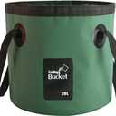BANCHELLE Collapsible Bucket Water Container Portable Folding Camp Wash Basin for Outdoor Traveling Hiking Fishing Car Washing Gardening Camping 20L (Blackish Green)