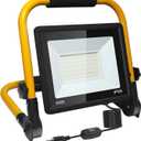 50W LED Flood Work Light 5500LM, 5000K Portable Construction Light with 16.5FT Cord & Switch, Adjustable Stand for Garage Workshop Job Site Repair, IP66 Waterproof