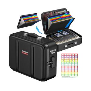 Honlunu Fireproof Document Box, Hard Case Fireproof Document Organizer with Lock, Water Resistant Safe Box for Important Documents Certificates Laptop Passports, Black