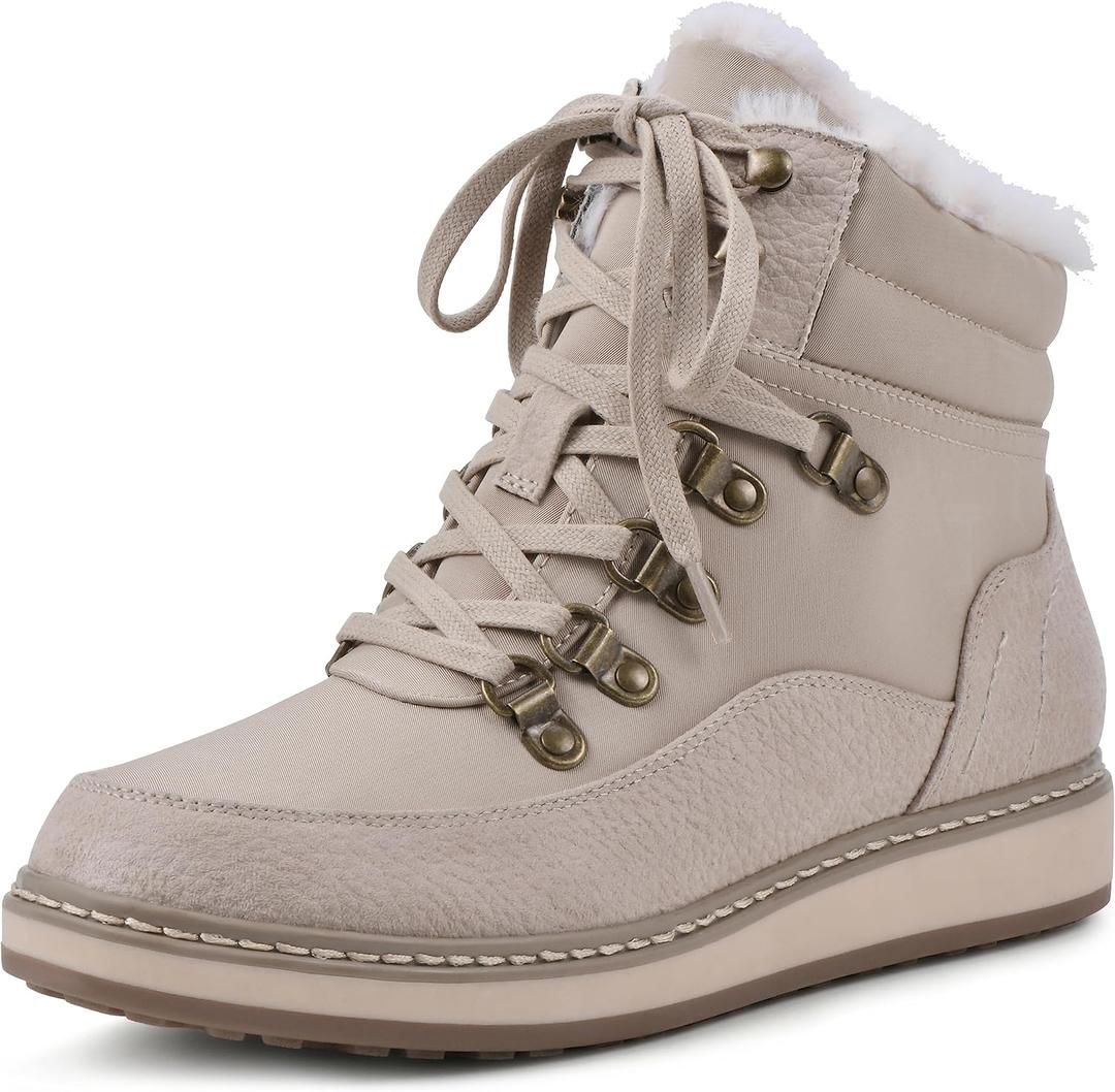 WHITE MOUNTAIN Women's Shoes Tamasha Lace-Up Hiker Bootie (7.5, Ice/Fabric)