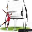 Volleyball Training Equipment, Volleyball Practice Net Station Update Freely Adjustable Height of Front Net, Easy Assembly Volleyball Net for Backyard Hitting Serving Passing Practice (Black)
