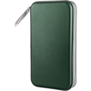 CD Case, Siveit DVD Case Holder 96 Capacity Hard Plastic CD DVD Disc Cases Storage Binder Wallet for Car Home Office Travel (Dark Green)